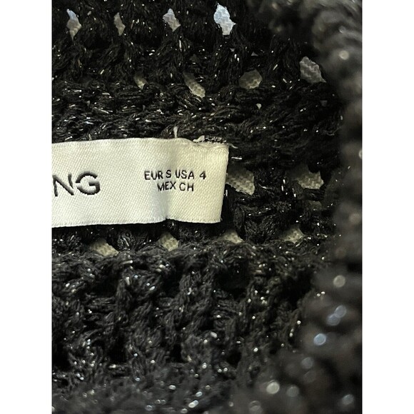 MNG Mango Black Metallic Lurex Halter Neck Mini Dress, Size 4 Bodycon Modern Fit - Picture 8 of 12